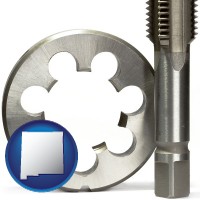 new-mexico a metal die and a screw tap, isolated on a white background