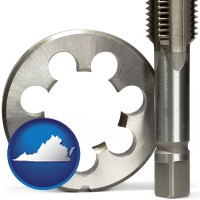 virginia a metal die and a screw tap, isolated on a white background
